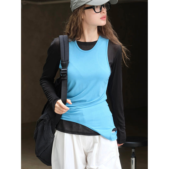 Damen Asymmetrisches Layering-Top mit verlängertem Saum Shop Nory