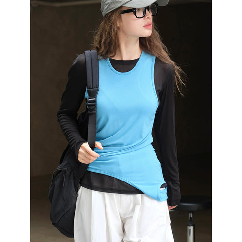 Damen Asymmetrisches Layering-Top mit verlängertem Saum Shop Nory