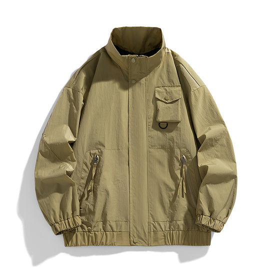 Herren Leichte technische Utility-Übergangsjacke mit Stehkragen und Multifunktionstaschen Shop Nory