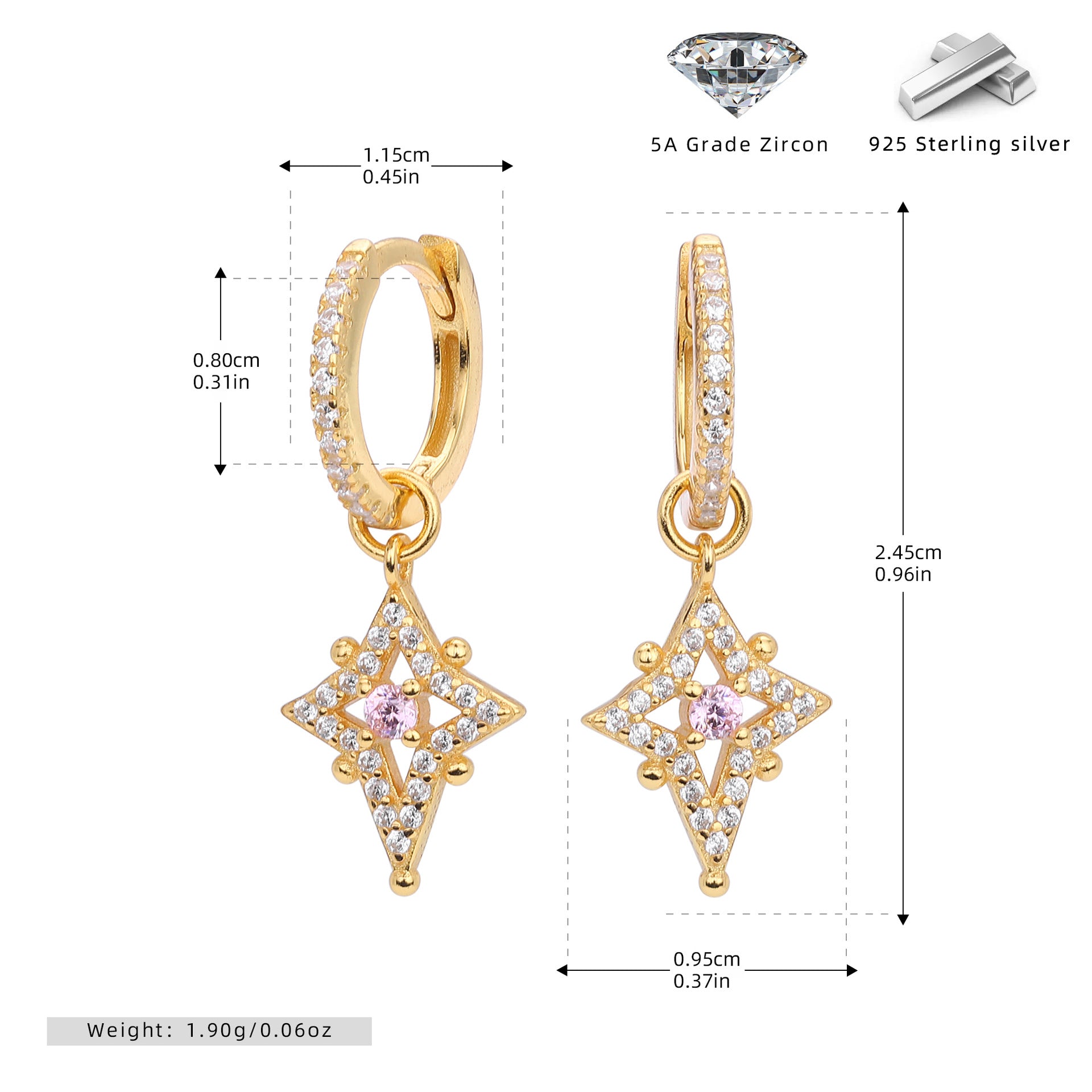 Damen Ohrhänger mit funkelndem Zirkon und eleganter Fassung Shop Nory