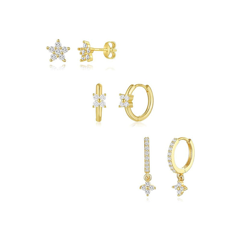 Damen Ohrstecker-Set mit funkelnden Kristallen Shop Nory
