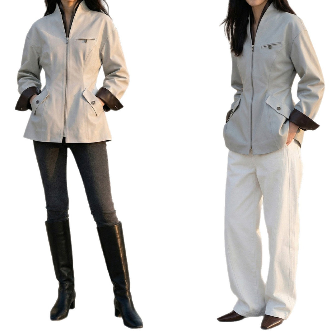 Damen modische Übergangsjacke mit Reißverschluss Shop Nory