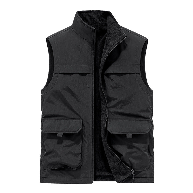 Herren Wattierte Utility-Weste mit Fleece-Innenfutter, Mehrfach-Taschen und Stehkragen Shop Nory