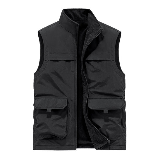 Herren Wattierte Utility-Weste mit Fleece-Innenfutter, Mehrfach-Taschen und Stehkragen Shop Nory