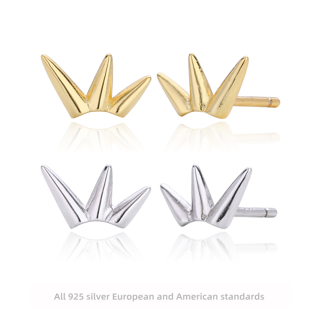 Damen Ohrstecker im modernen Kronendesign aus 925 Sterling Silber Shop Nory