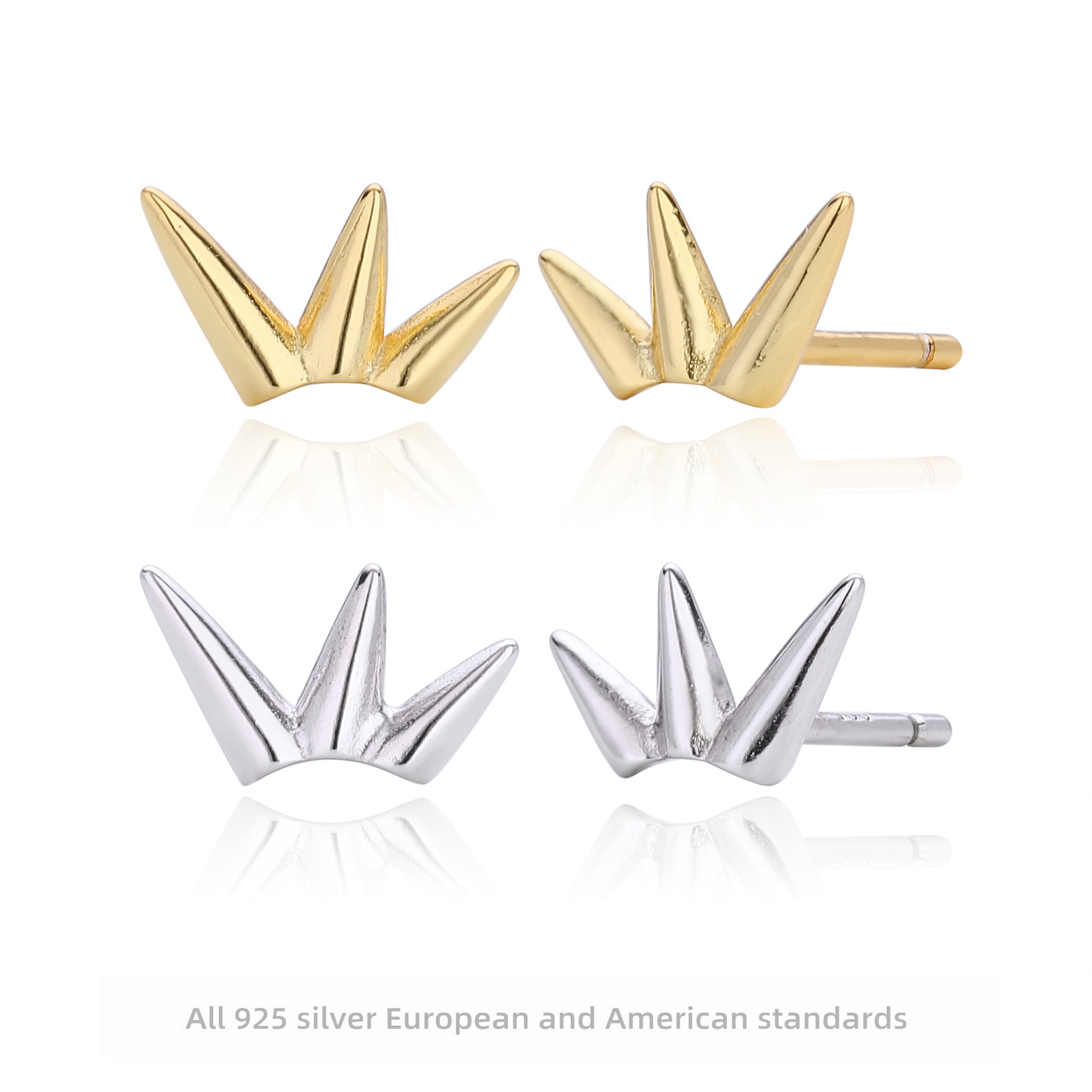 Damen Ohrstecker im modernen Kronendesign aus 925 Sterling Silber Shop Nory