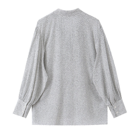 Damen Pussy-Bow-Bluse mit feinem Punktmuster, Ballonärmeln und Manschetten Shop Nory