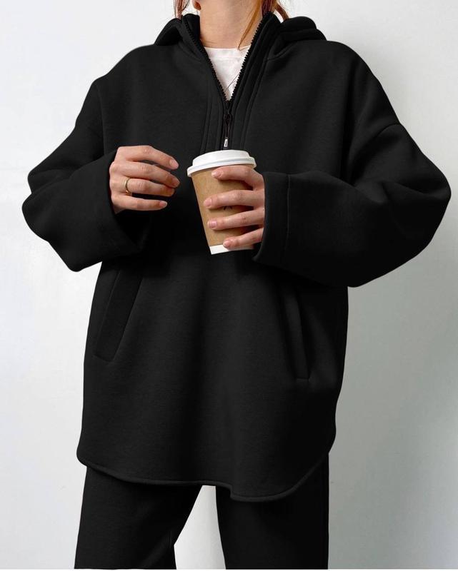 Damen lässiger Hoodie mit hochwertigem Reißverschluss und elastichem Bund