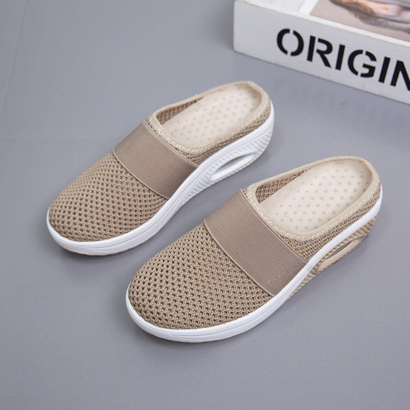 Damen Halbschuh-Slipper mit atmungsaktivem Strickobermaterial, elastischem Mittelfußriemen und Dämpfungssohle Shop Nory