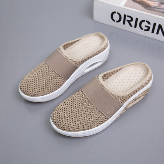 Damen Halbschuh-Slipper mit atmungsaktivem Strickobermaterial, elastischem Mittelfußriemen und Dämpfungssohle Shop Nory