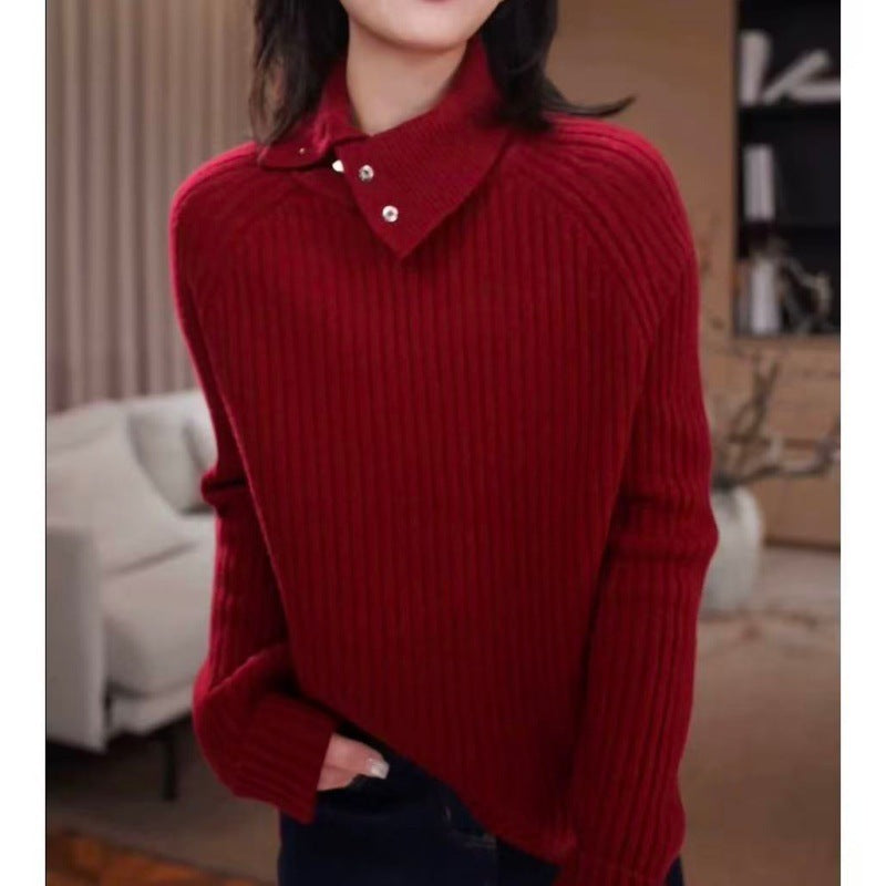 Damen Rollkragenpullover mit Druckknopf‑Leiste und feiner Rippenstruktur Shop Nory