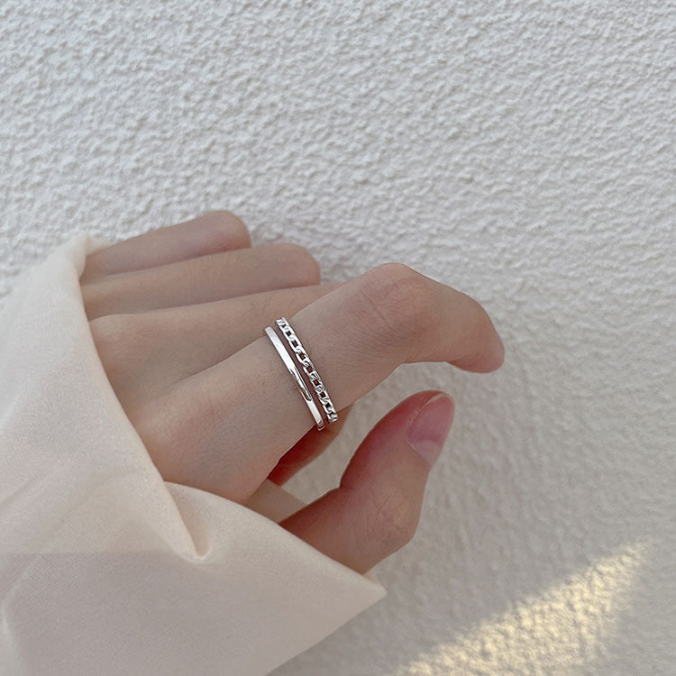Damen zierlicher Ring mit doppelter Struktur Shop Nory