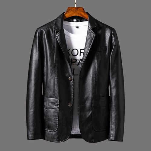 Herren Lederblazer im Sakko-Schnitt mit Reverskragen und Pattentaschen Shop Nory