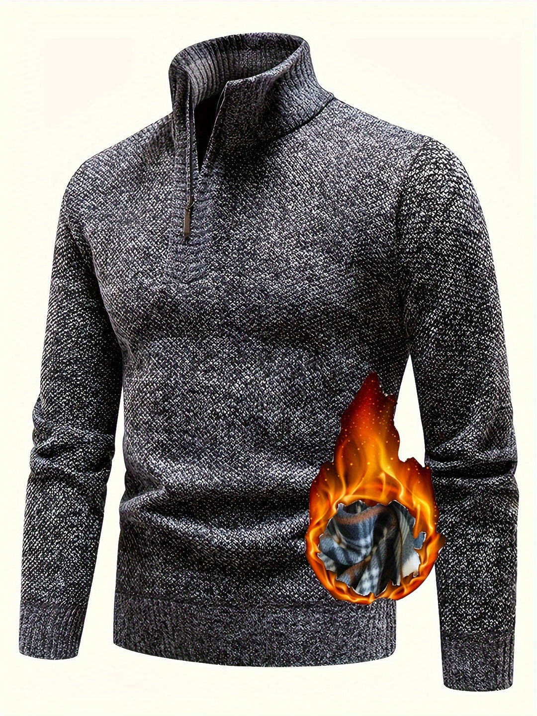 Herren Thermo-Strickpullover mit Stehkragen und Halbzip Shop Nory