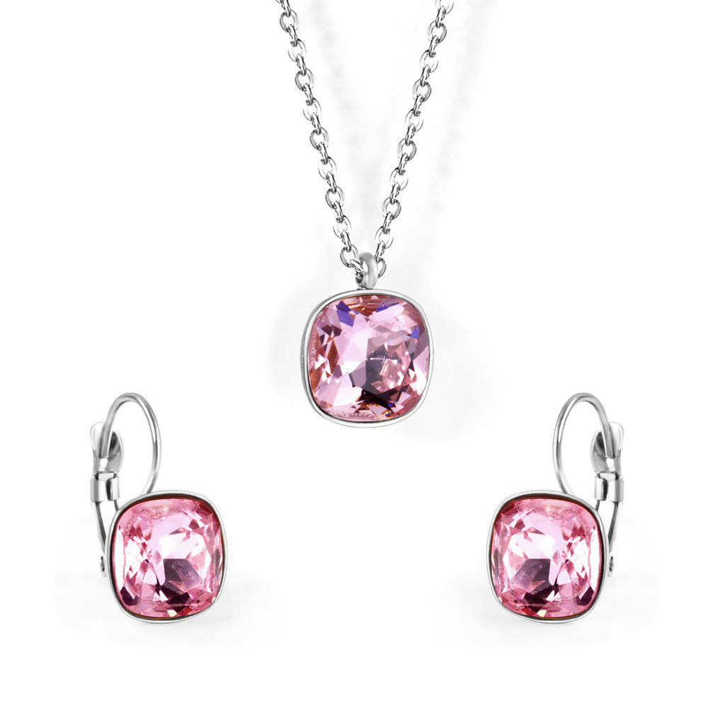 Damen Schmuckset mit exquisiten rosa Kristallen Shop Nory