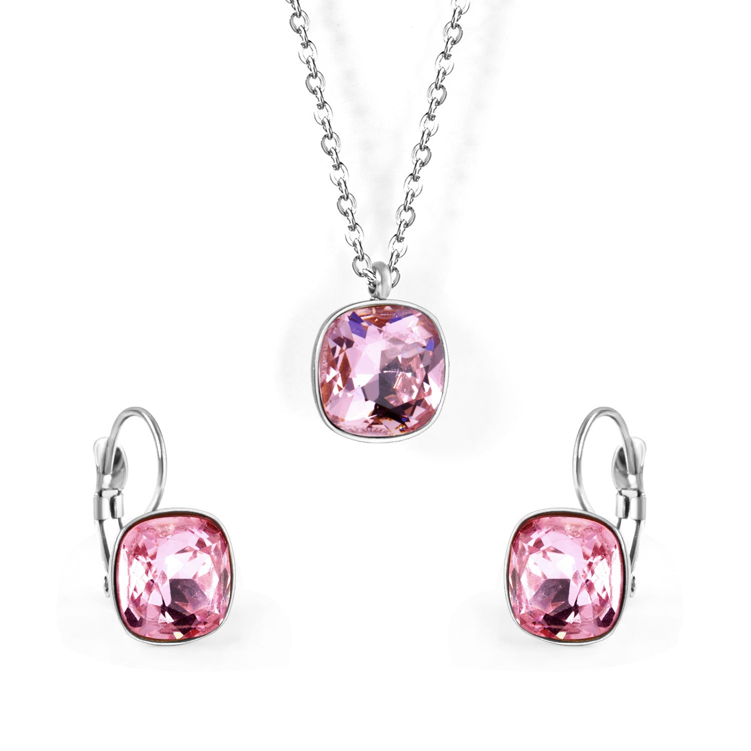 Damen Schmuckset mit exquisiten rosa Kristallen Shop Nory