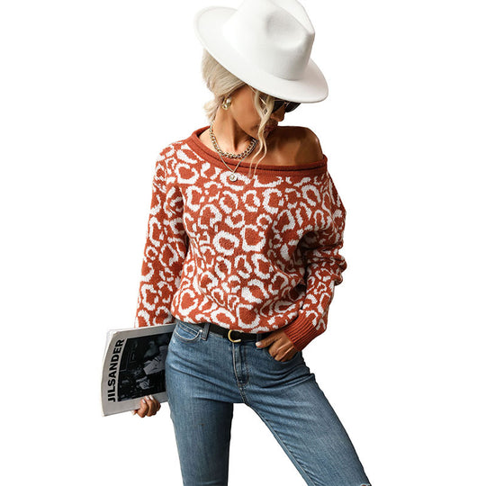 Damen Oversize-Feinstrickpullover mit Off-Shoulder und Animal-Jacquard Shop Nory