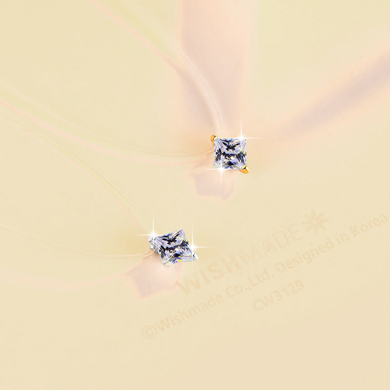 Damen Halskette mit diamantförmigem Kristallanhänger und goldfarbener Halterung Shop Nory