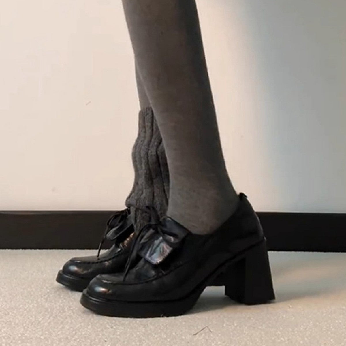 Damen elegante Schnürschuhe mit Blockabsatz