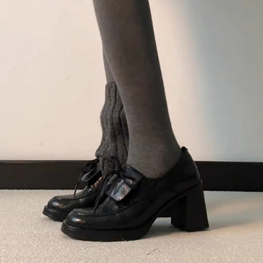 Damen elegante Schnürschuhe mit Blockabsatz