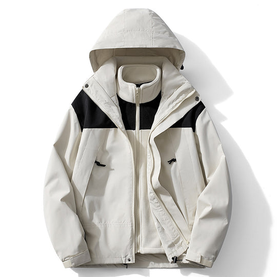 Herren zweilagige Softshell- und Fleece-Kombinationsjacke mit abnehmbarem Innenfutter und Kapuze Shop Nory