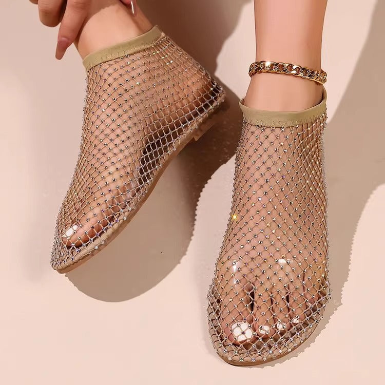 Damen transparente Ballerinas aus Netzmaterial Shopnory