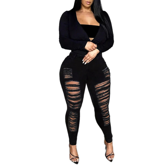Damen Taillenbetonte Superstretch-Jeans mit ausgefransten Cutouts und Sculpting-Bund Shop Nory