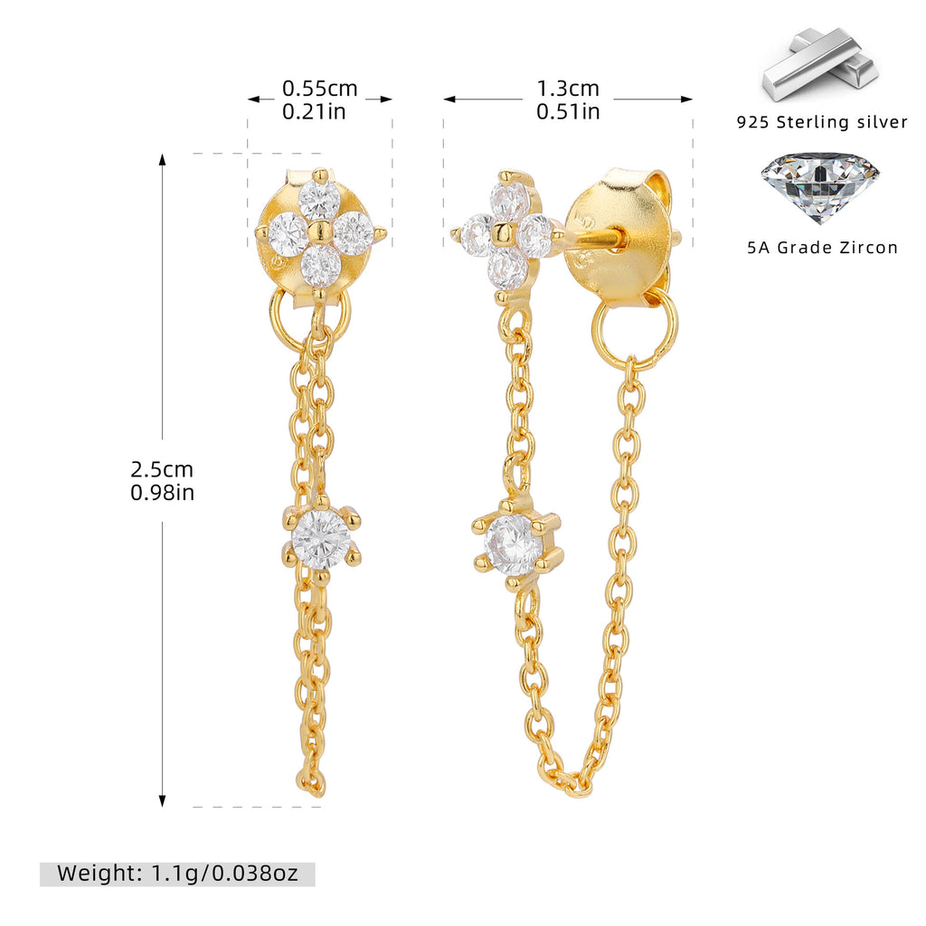 Damen Ohrhänger mit elegantem Zirkon-Kettendesign Shop Nory