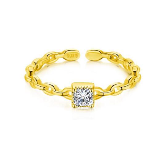 Damen offener Ring mit funkelndem Zirkon und modernem Kettendesign Shop Nory