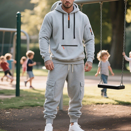 Herren nan Urbaner Cargo-Jogginganzug mit Kapuzenhoodie und Reißverschlusstaschen Shop Nory