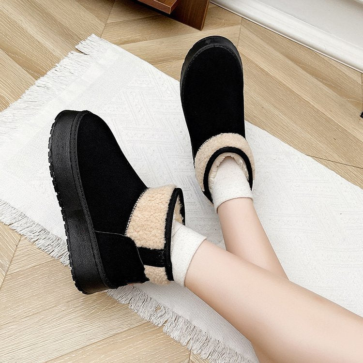 Damen Gefütterte Plateau-Stiefelette mit Teddykragen und Slip-On-Schaft Shop Nory
