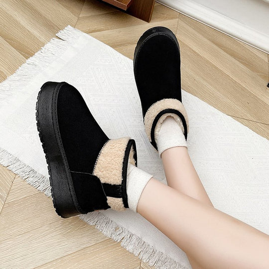Damen Gefütterte Plateau-Stiefelette mit Teddykragen und Slip-On-Schaft Shop Nory