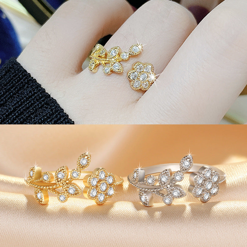 Damenring mit floralem Design und funkelnden Zirkonia Shop Nory