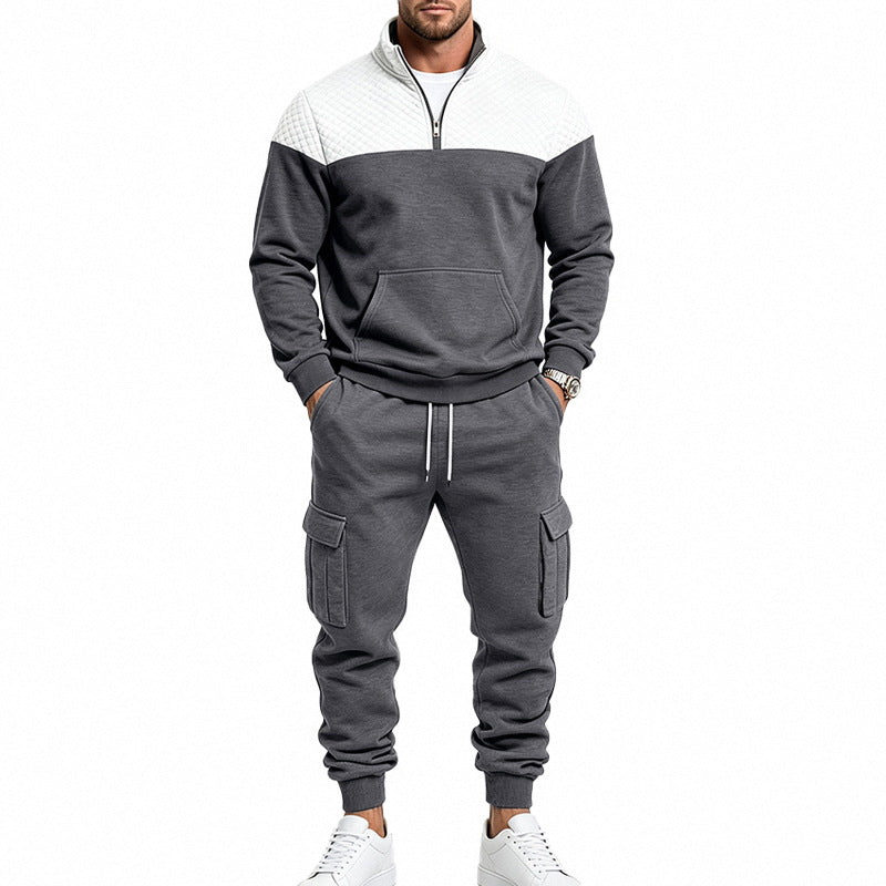 Herren Freizeit-Trainingsanzug mit Steppkragen und Cargo-Jogger Shop Nory