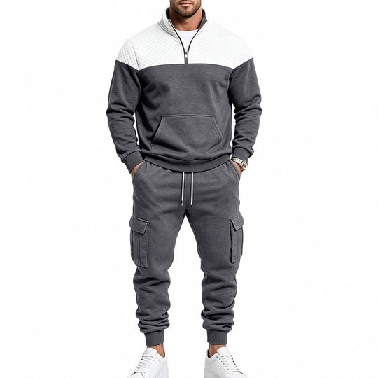 Herren Freizeit-Trainingsanzug mit Steppkragen und Cargo-Jogger Shop Nory