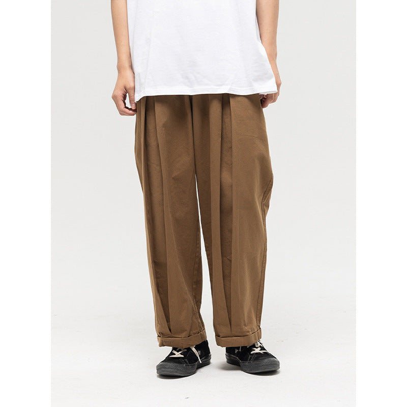 Damen Weite High‑Waist Bundfalten-Hose mit elastischem Kordelbund und gekrempeltem Saum Shop Nory