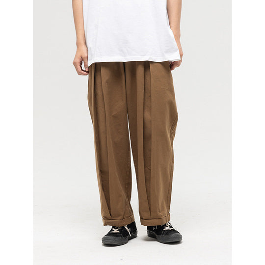 Damen Weite High‑Waist Bundfalten-Hose mit elastischem Kordelbund und gekrempeltem Saum Shop Nory