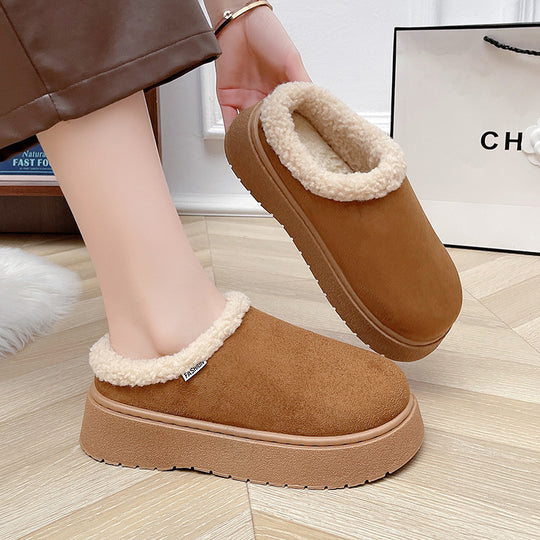Damen Kuschelige Slipper‑Pantoffeln mit hohem Plateau und Teddyinnenfutter Shop Nory