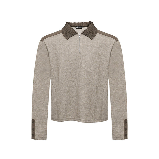 Damen Langarm-Poloshirt mit Halbzip, Kontrastschultern und Knopfmanschetten Shop Nory