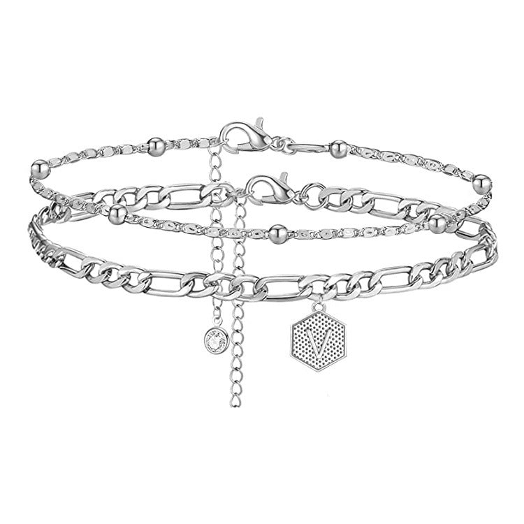 Damen Fußkettchen mit elegantem Gliederdesign und funkelnden Anhängern Shop Nory