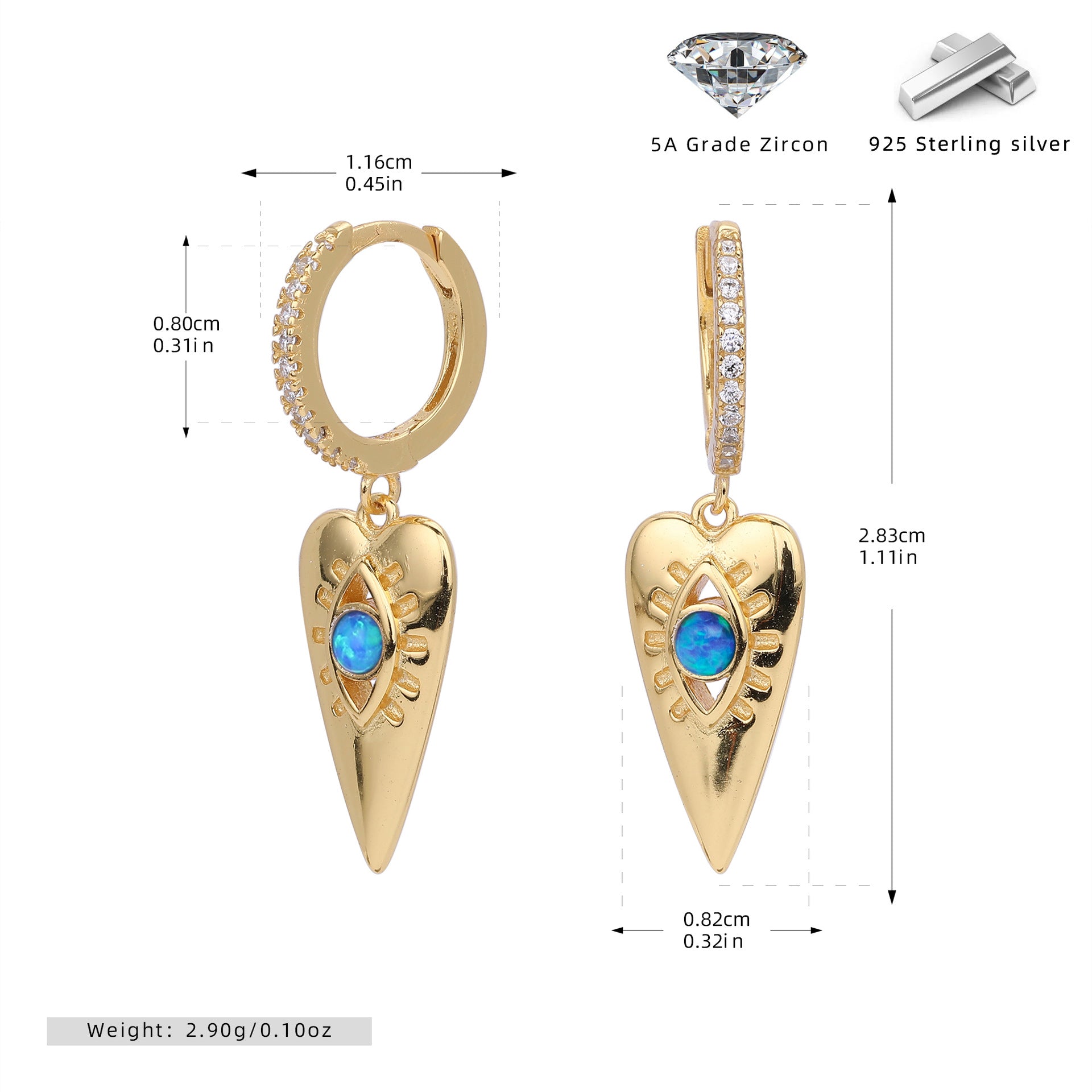 Damen Ohrhänger mit traumhaften Herzanhängern aus 925 Sterling Silber Shop Nory