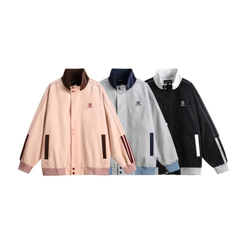 Herren Bomberjacke im Boxy-Cut mit hohem Stehkragen, Druckknopfleiste und Kontrastpaspeln Shop Nory