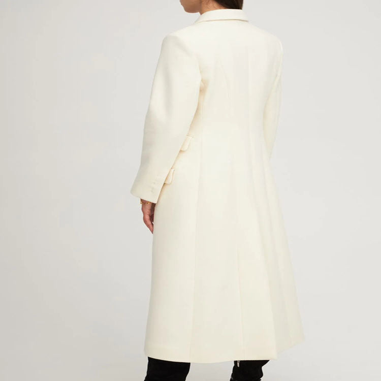Damen Langmantel im minimalistischen Blazer‑Stil mit verdeckter Knopfleiste und dreifacher Pattentasche Shop Nory