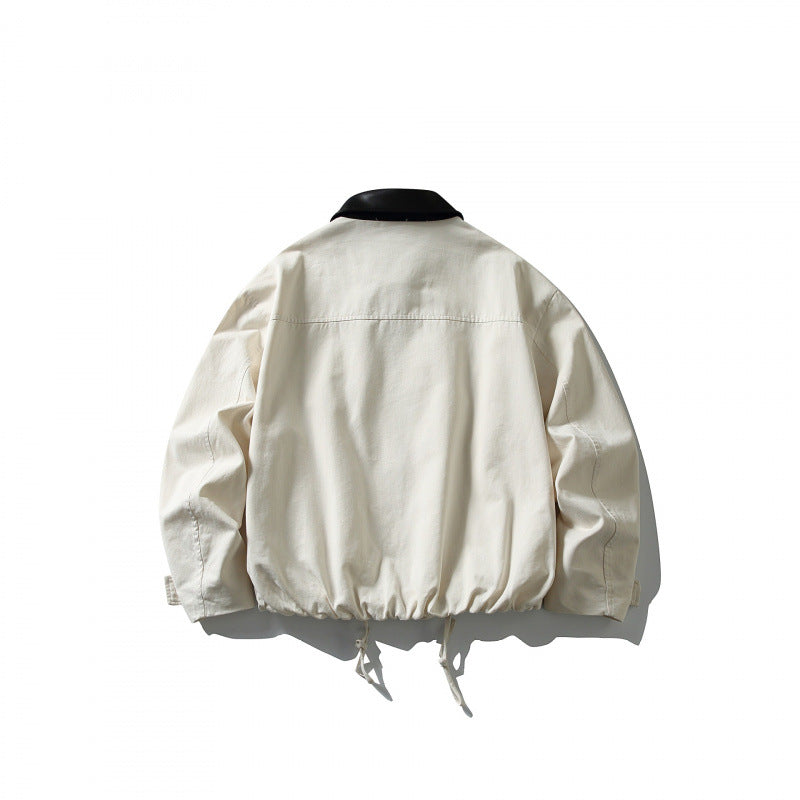 Herren Boxy-Utility-Jacke mit Kunstlederkragen, Tunnelzug und Druckknopfmanschetten Shop Nory