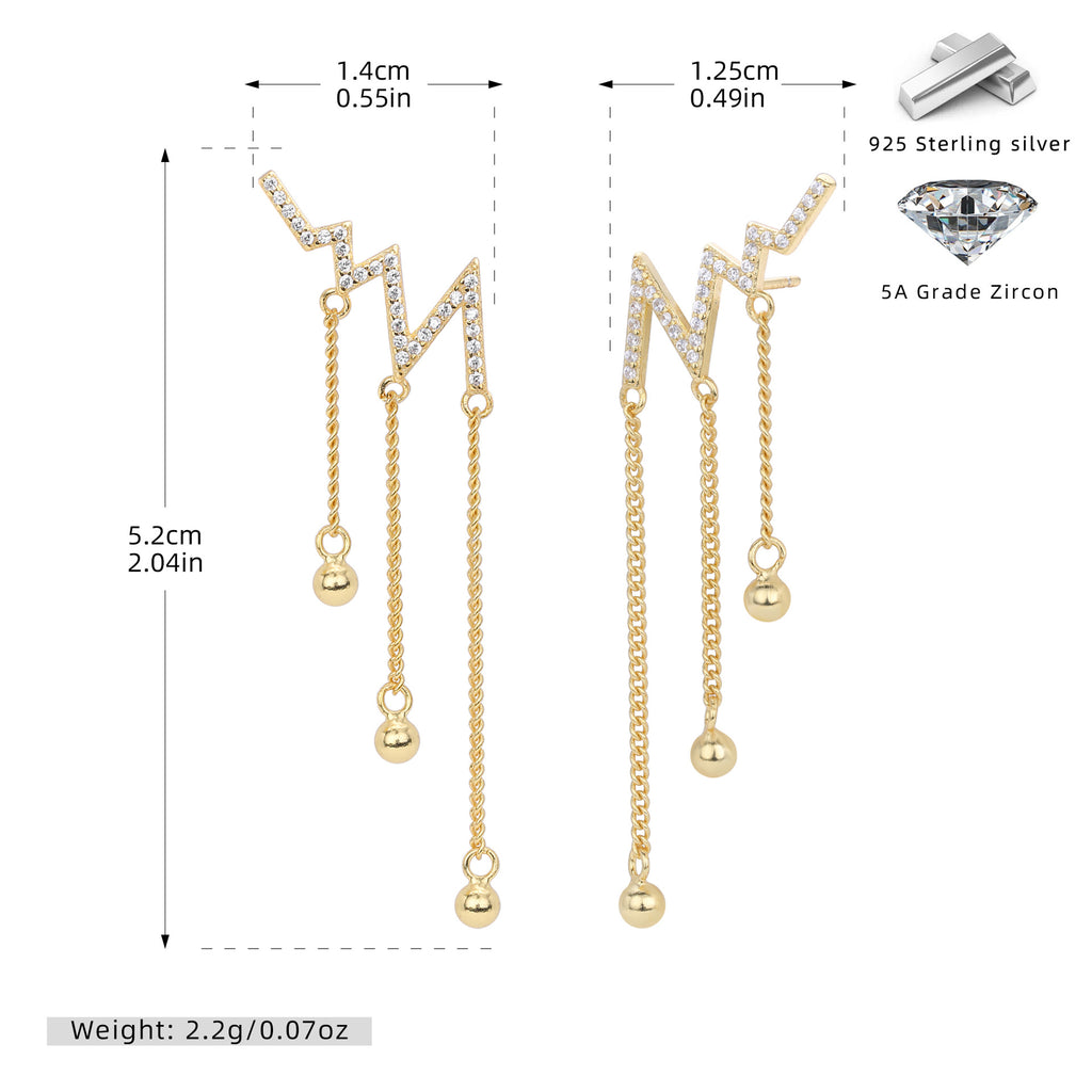 Damen Ohrhänger im modernen Zickzackdesign aus 925er Sterlingsilber mit funkelnden Zirkonen Shop Nory