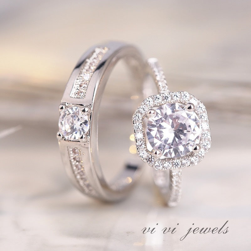 Damen Verlobungsring-Set mit funkelndem Zirkonia und klassischem Design Shop Nory