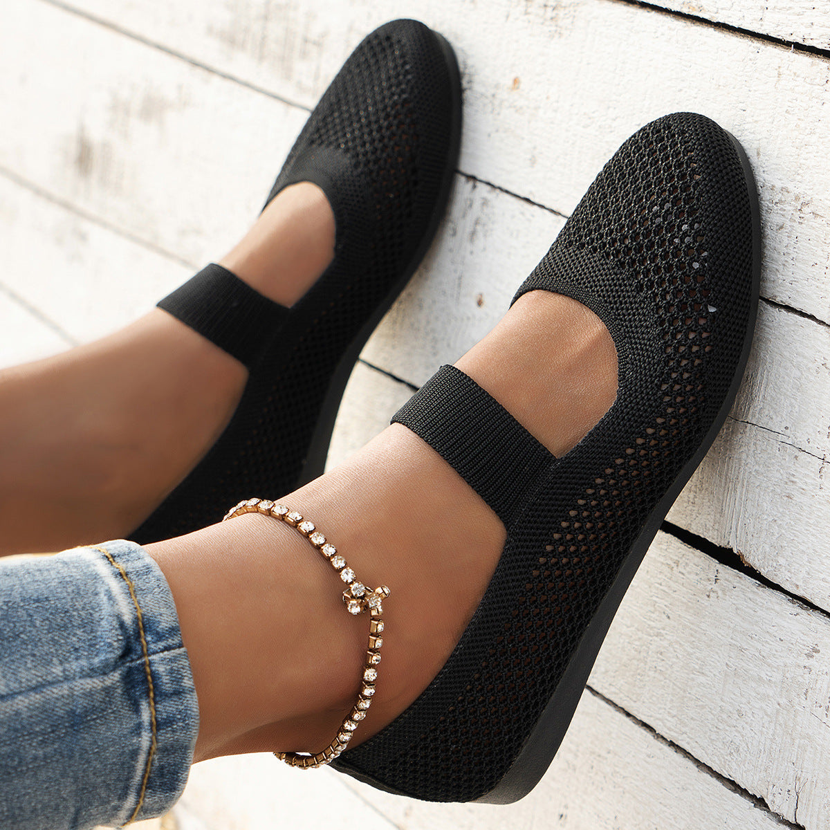 Damen atmungsaktive Slipper mit elegantem Riemendesign und flexibler Sohle
