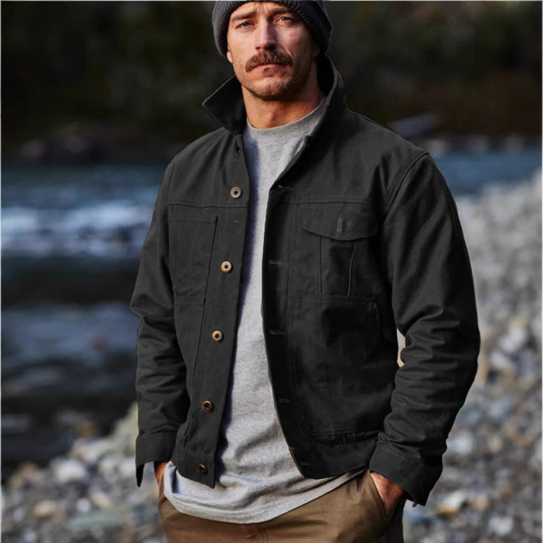 Herren leichte Utility-Jacke mit praktischen Taschen und stylischem Stehkragen