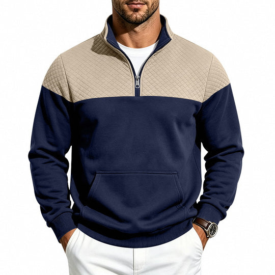 Herren Halbzip-Sweatshirt mit gesteppter Schulterpasse und Kängurutasche Shop Nory