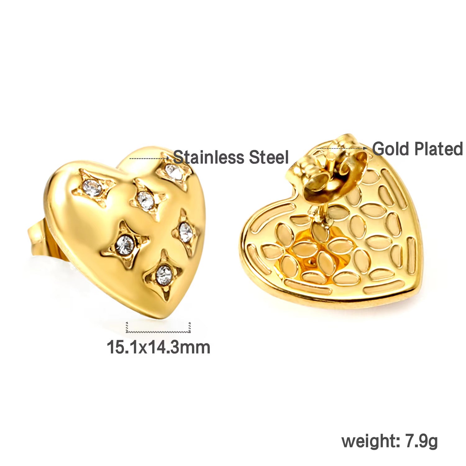 Damen Herzförmige Edelstahl Ohrstecker Shop Nory 1783008980